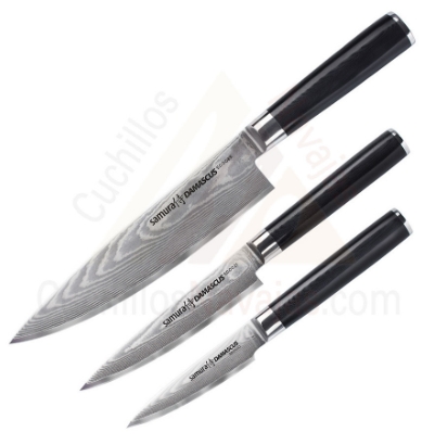 Set Of 3 Samura Knives Damascus Series
